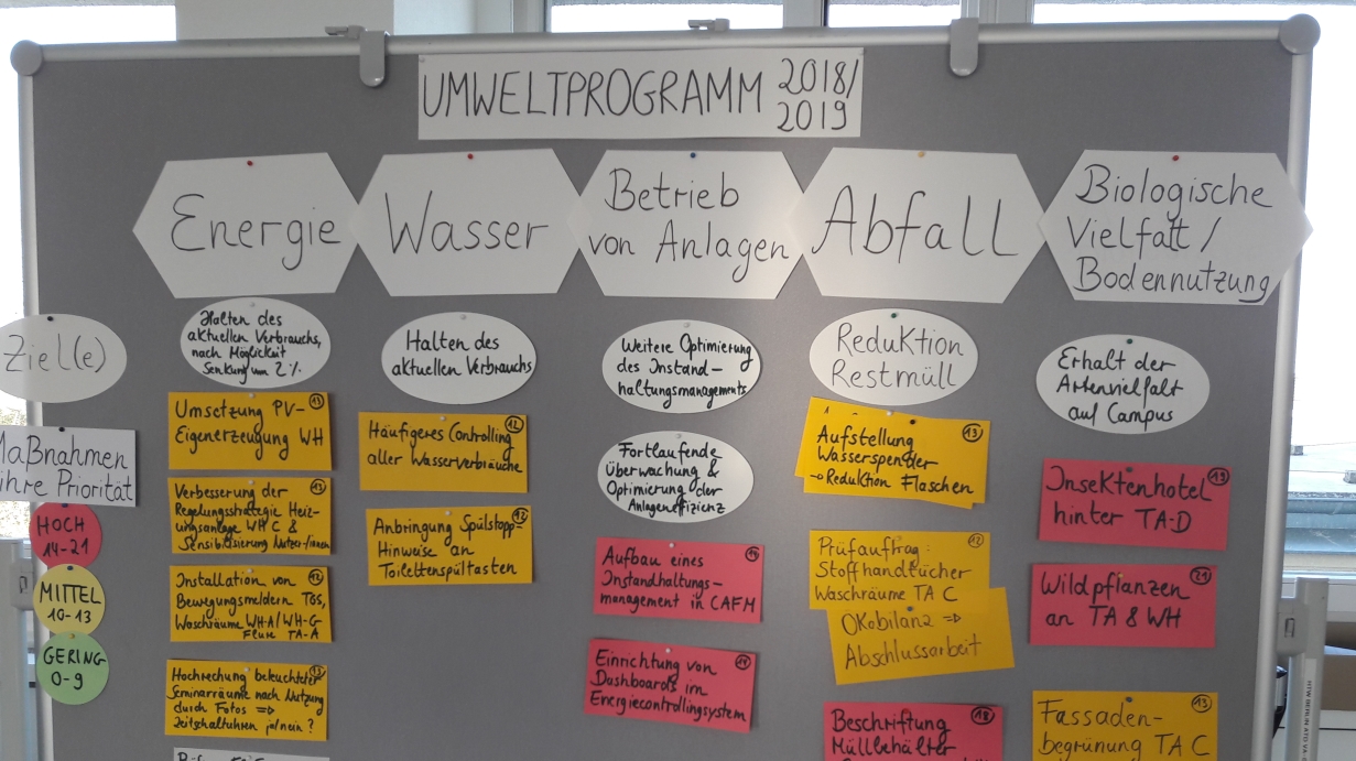 Metaplankarten mit Ideen für das Umweltprogramm 2018/2019