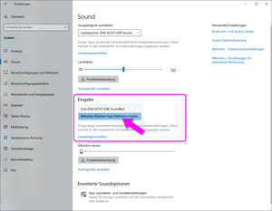 Screenshot PC-Einstellungen in den Soundeinstellungen © HTW Berlin Screenshot PC-Einstellungen in den Soundeinstellungen
