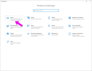 Screenshot PC-Einstellungen in den Systemeinstellungen