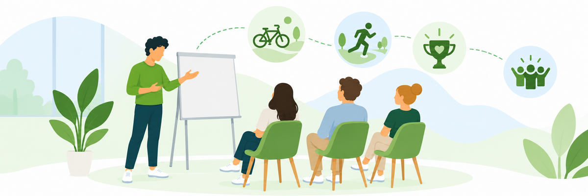 Drei Personen sitzen vor einem Dozenten in einem Seminarraum. Illustration: KI-generiert mit ChatGPT (OpenAI) Drei Personen sitzen vor einem Dozenten in einem Seminarraum.