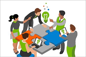 Fünf Menschen beim Projektmanagement © iStock.com - aurielaki Fünf Menschen beim Projektmanagement