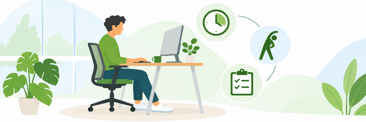 Eine Person sitzt an einem Bildschirmarbeitsplatz. Illustration: KI-generiert mit ChatGPT (OpenAI) Eine Person sitzt an einem Bildschirmarbeitsplatz.