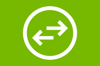 Zwei Pfeile in einem Kreis, einer zeigt nach links, einer nach rechts