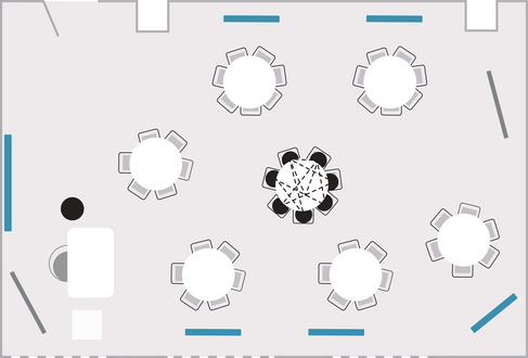 Tisch- und Stuhlanordnung