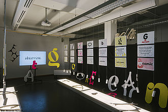 Typographie-Ausstellung bei der Werkschau 2022 © HTW Berlin/Alexander Rentsch