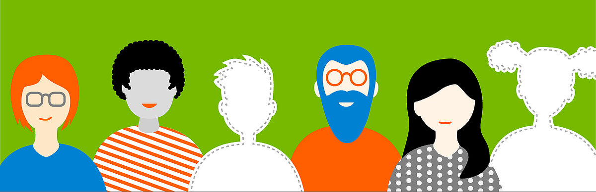 Illustration mit verschiedenen Köpfen