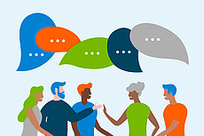 Illustration: Leute, die sich miteinander unterhalten