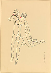 Zwei Frauen in Badeanzügen Vera Schwenteck, Berlin 1971, Quelle: Stiftung Stadtmuseum Berlin - Sammlung Mode und Textilien, CC BY 4.0