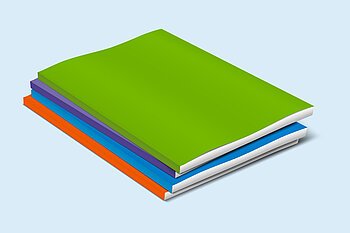 Illustration: aufeinander liegende Hefte