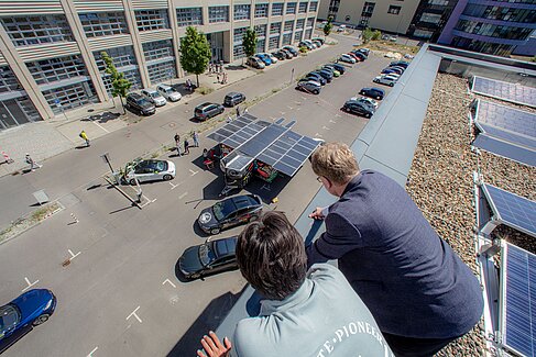 Blick von oben auf den SolarButterfly am Campus Wilhelminenhof © SolarButterfly/Markus Heimbach