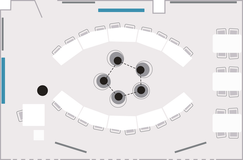 Tisch- und Stuhlanordnung