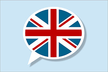 Sprechblase mit britischer Flagge