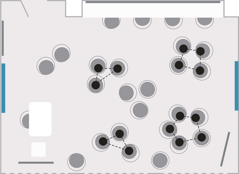Tisch- und Stuhlanordnung