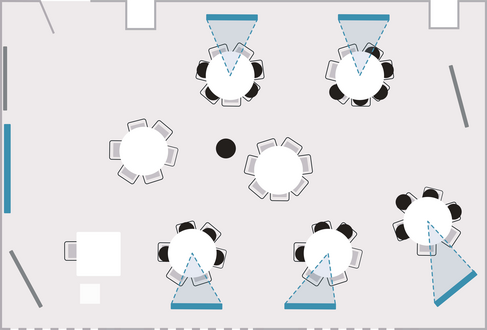 Tisch- und Stuhlanordnung