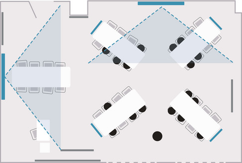 Tisch- und Stuhlanordnung