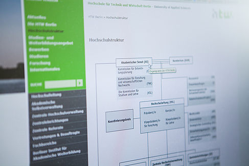 Hochschulstruktur auf der Webseite der HTW Berlin