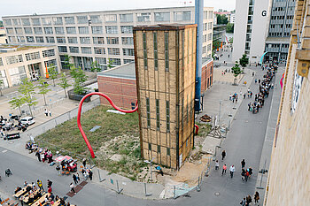 Akkumulatorenturm auf dem Campus Wilhelminenhof © HTW Berlin/Alexander Rentsch Akkumulatorenturm auf dem Campus Wilhelminenhof