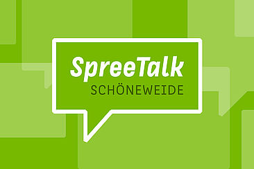 Grüne Sprechblasen mit dem Schriftzug Spree Talk Schöneweide 