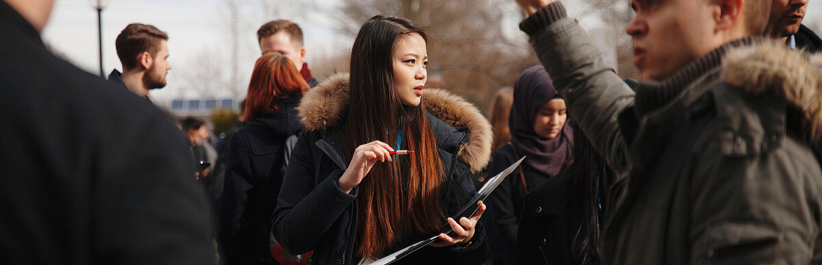 A student with Asian origin on Treskowallee Campus
