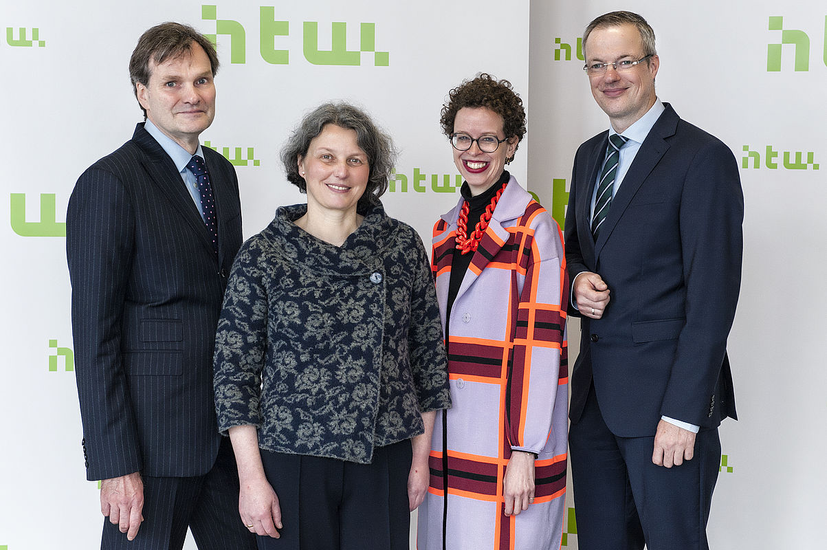 Kanzler Claas Cordes, Präsidentin Annabella Rauscher-Scheibe, Vizepräsidentin Stefanie Molthagen-Schnöring und Vizepräsident Tilo Wendler © HTW Berlin/Florian von Plötz